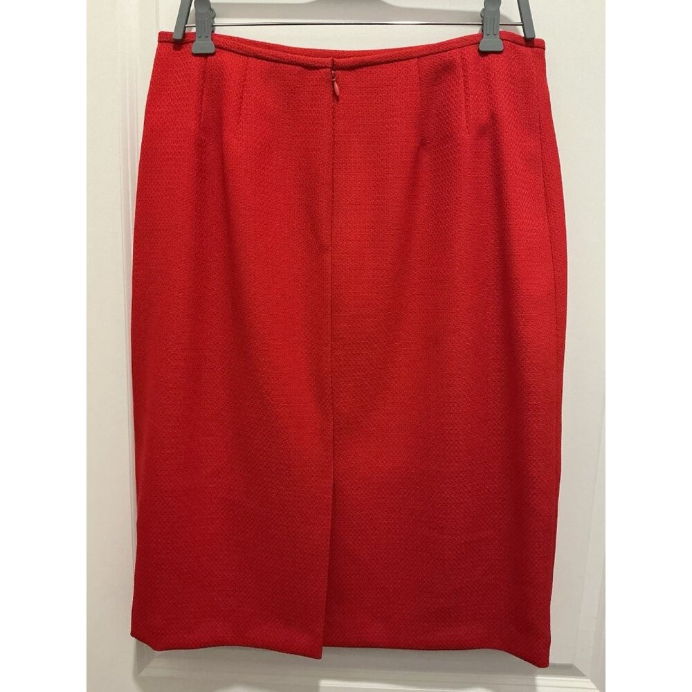 Suit Studio Skirt Set Size 12 Red Jacquard 4 Button Jacket NWT - Picture 8 of 16